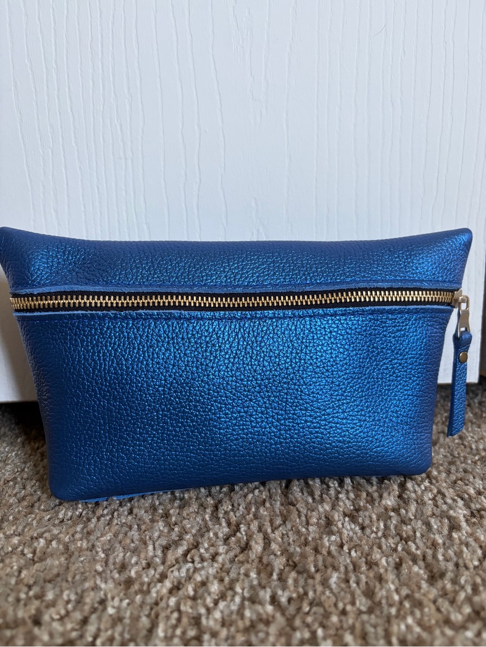 NWOT Portland Leather Goods Comet Blue ☄️💙💫🔵 Large Makeup Bag